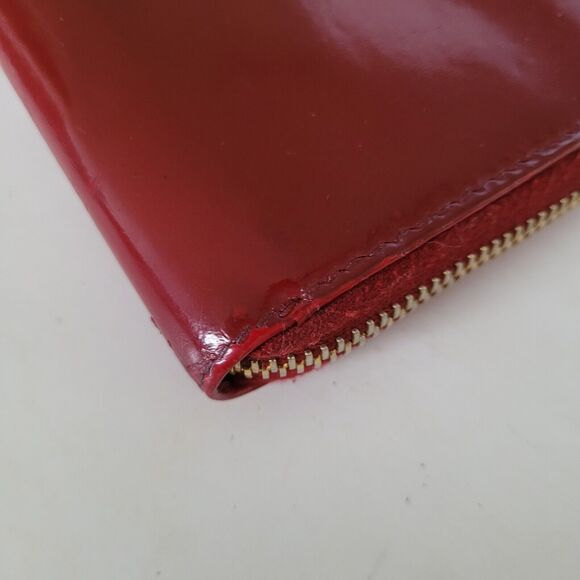 MIU MIU Patent Leather Red Burgundy Zip Long Wallet Clutch Logo Accordion Large - Picture 12 of 14